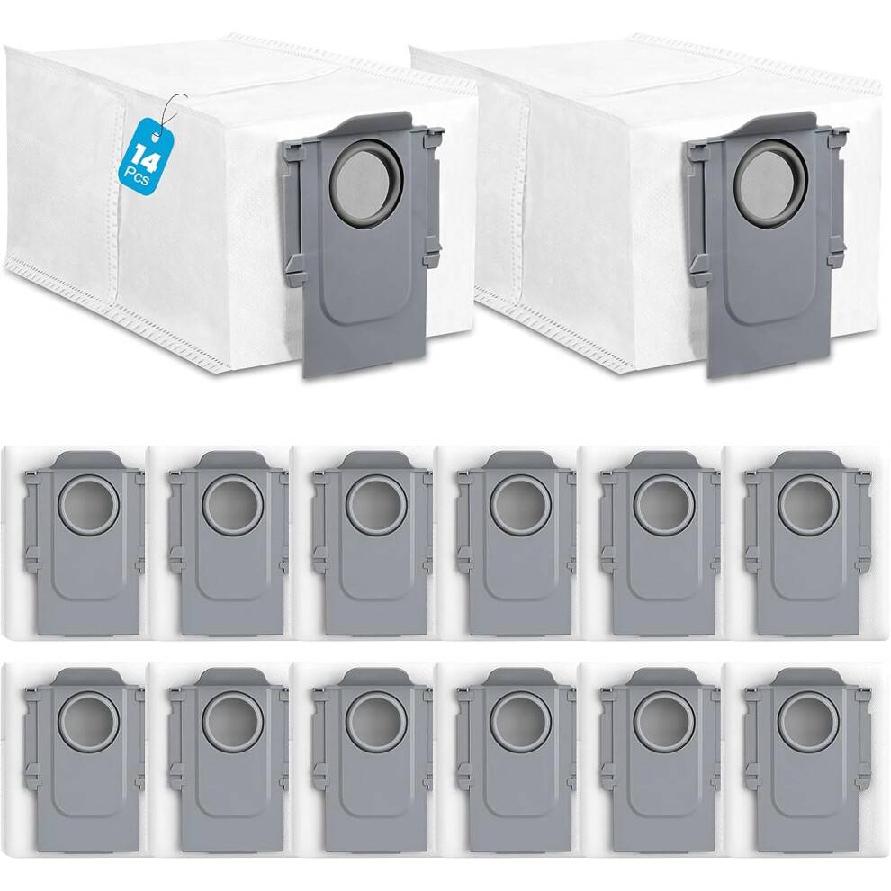 Pakke med 14 støvsugerposer, der er kompatible med Roborock S8 MaxV Ultra/Qrevo/Qrevo Pro/Saros 10R/Saros 10/QV35A/Qrevo S/Qrevo Slim/Qrevo