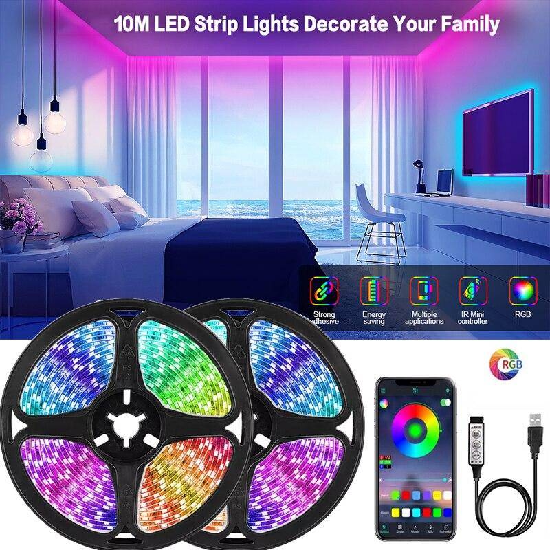 10M Amill USB LED Strip Light 5050 SMD Bluetooth RGB Lights Flexibel LED-lampa Tape Ribbon RGB TV Desktop Diod Tape TV Backlight Party