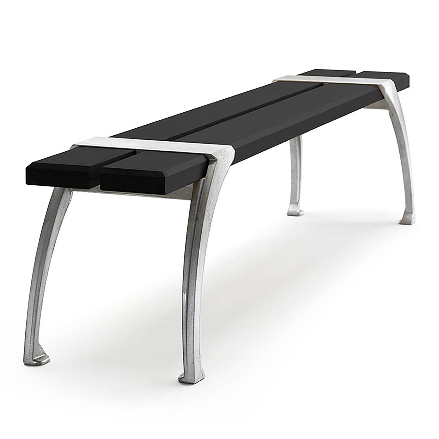 Haga bänk 190 cm - Svart/Grå/Silver/Träfärgad