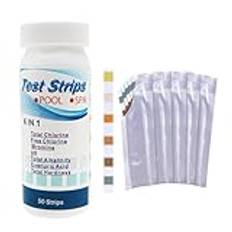 Jiimhte Spa Test Strips - 50 st Spa teststickor för badtunna | Pooltestsats för total alkalinitet, pH, fri klor, total hårdhet, cyanursyra och totalt klor