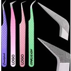 Comelylash Fiber Tip Lash Tweezers - Professional Grade Precision Lash Supplies Pink Purple Eyelash Extension Fiber Tip Tweezer