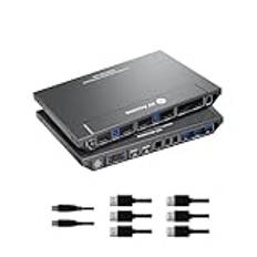 AV Access KVM Switch 2 dator 2 bildskärmar DisplayPort 8K@60Hz 4K@165 hz/144 Hz, DP KVM-switch dubbla bildskärmar med USB 3.0-portar, audio out IR-fjärrkontroll, med alla kablar