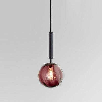 Glass Small Droplight Restaurant Bar Cafe Model Room Bedroom Bedside Lamp - Without Bulb / Red Lampshade Black / 220v