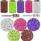 Nail Sanding Bands for Nail Drill, 300Pcs Coarse Fine Sanding Bands for Nail Drill 80#120#150#180#240#Grit Sanding Bands, 2Pcs 3/32” Mandrel Bits for Nail Drill with Boxed for Manicures & Pedicure