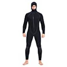 7 mm neopren våtdräkt Våtdräkt för män Blixtlås fram Keep Warm med våtdräkt med luva för Undervattensjakt Surfing Spearfishing,Black,S