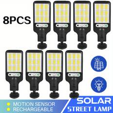 TEMU 8pcs Motion Sensor Solar Rechargeable Street Lights, Outdoor Wall Lamp For Patio & Porch Lighting, Garden Decoration Lamps For Courtyards, , , Wall