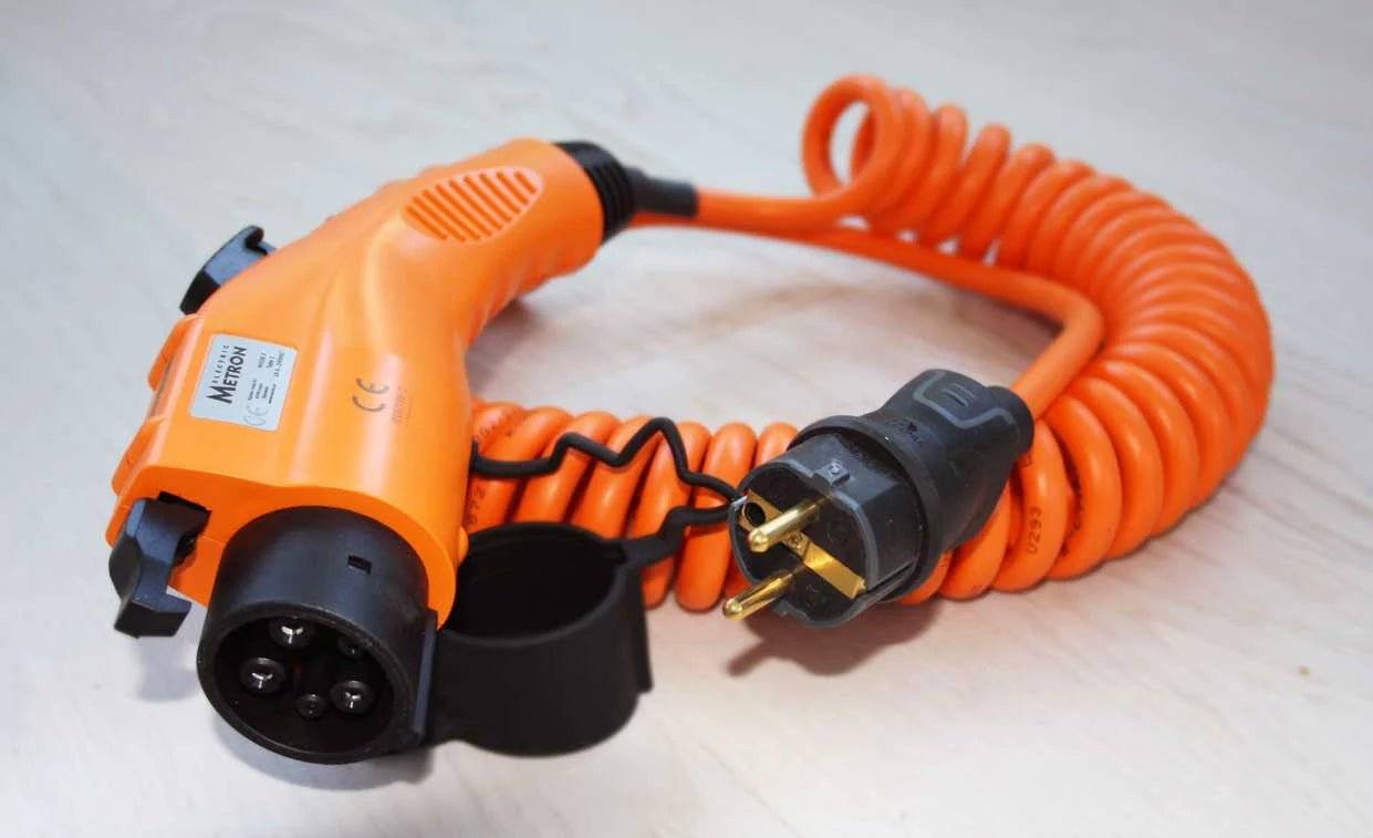 Laddkabel Mode 2 Typ 1 6–16A spiral Evconnect – portabel EV-laddare 230V Schuko