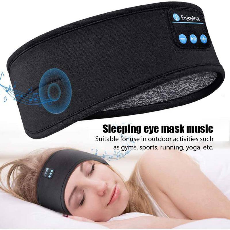 Bluetooth-hörlurar Sport Sova Pannband Tunt Mjuk Elastisk Bekväma trådlösa hörlurar Musik Ögonmask för Side Sleeper vinröd