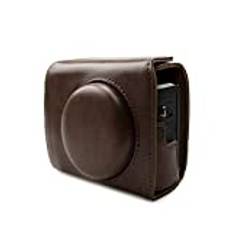 Rieibi G7X II G7X III fodral – vintage läderkamerafodral för Canon PowerShot G7 X Mark II/G7 X Mark III DSLR-kamera – skyddsfodral med rem, Kaffe, Skönhetsväska