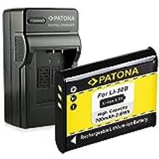 PATONA 3-i-1 laddare batteri Li-50b kompatibel med Olympus mju 1010 1020 9000 9010 Tough 6000 8000 Pentax D-Li92