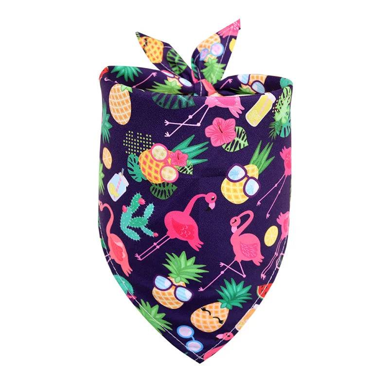 Tropical Print Pet Bandana for Dogs & Cats - Glasses Pineapple / M-65x42x42cm / SPC (M-65x42x42cm)