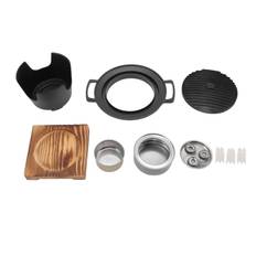 Hibachi Grill Smokeless Wooden Frame Aluminium Alloy Easy Assembly Portable Charcoal Grill for L