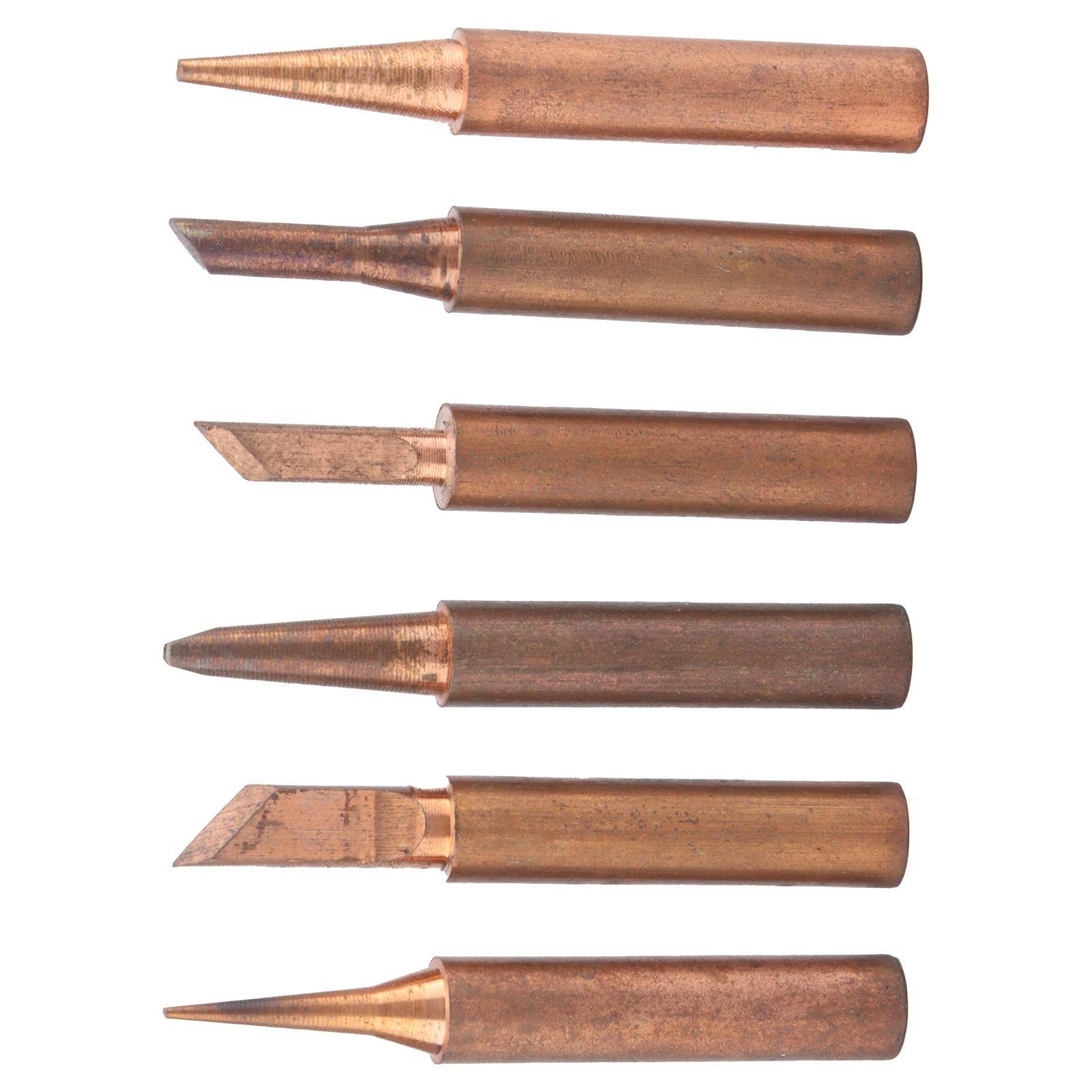 6Pcs Solder Tips Externally Heated Pure Copper Welding Head Replacement Soldering Station Tool