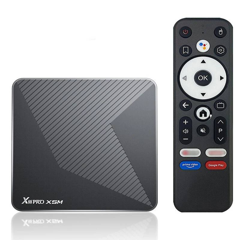 X88 PRO X5M Android 14.0 TV Box 4GB RAM 64GB ROM Amlogic S905X5M Quad-Core Support WiFi6 & bluetooth 5.0 1000M Media Player UHD 3D 4K Set Top Box with Voice Remote Control - EU Plug