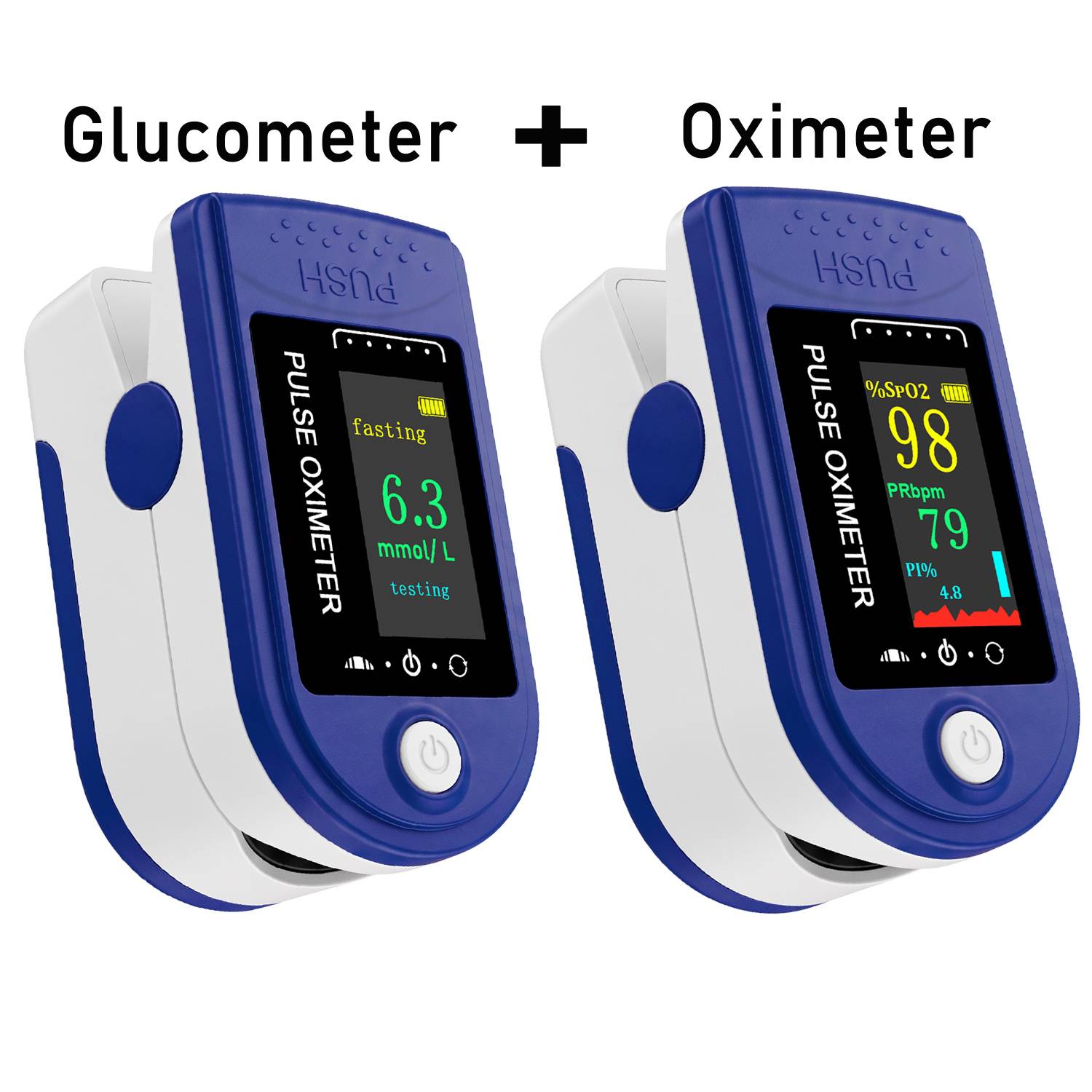 2‑in‑1 Non‑Invasive Blood Glucose Meter Pulse Oximeter, No Need Prick,SpO2 Heart Rate Monitor,OLED Screen Health Detector