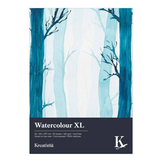 Kreatima Watercolour XL akvarellblock, A4 (210×297 mm), 50 ark, 260 g/m²