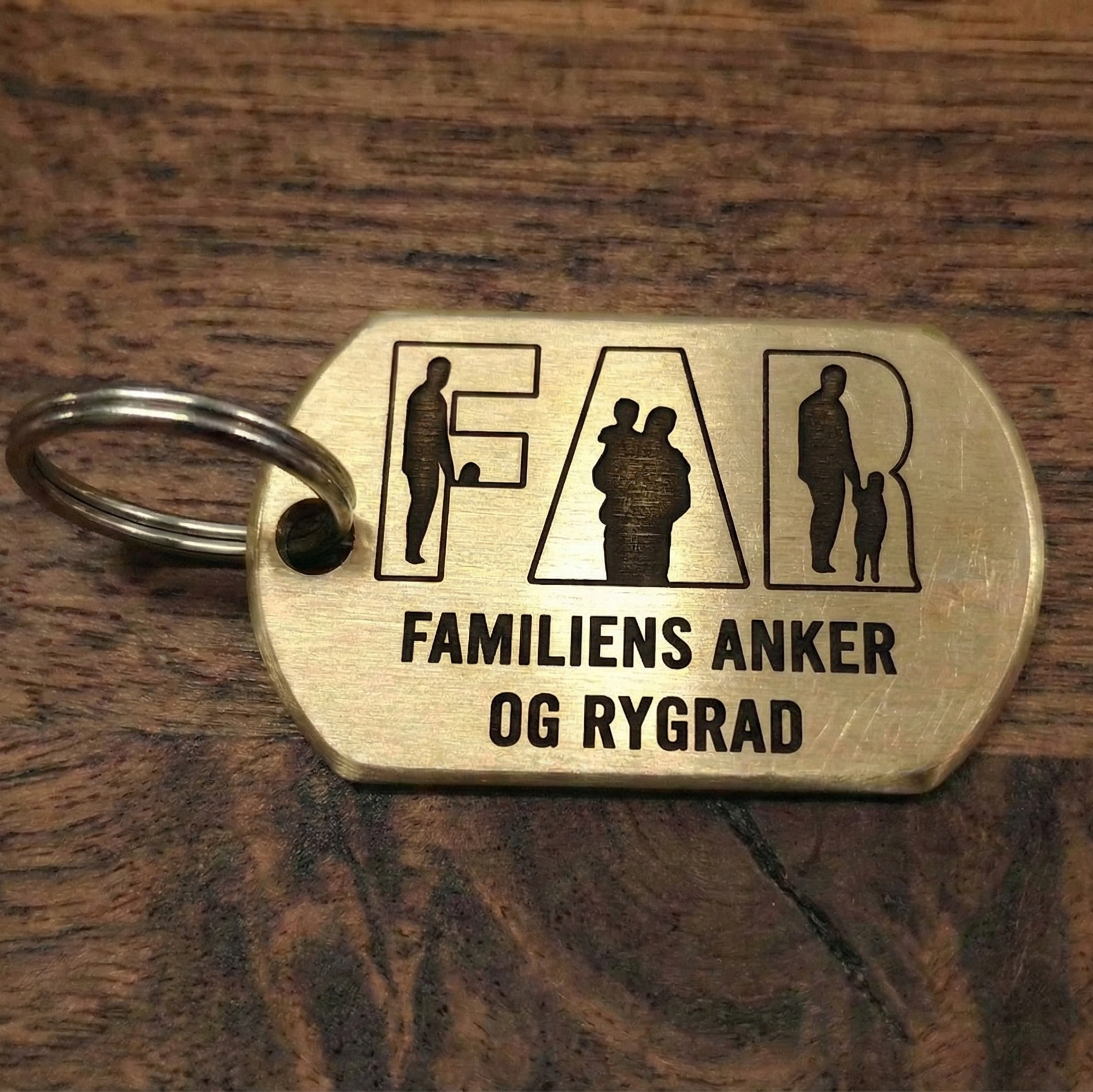 Nøglering: ""Familiens Rygrad" - Sort læder