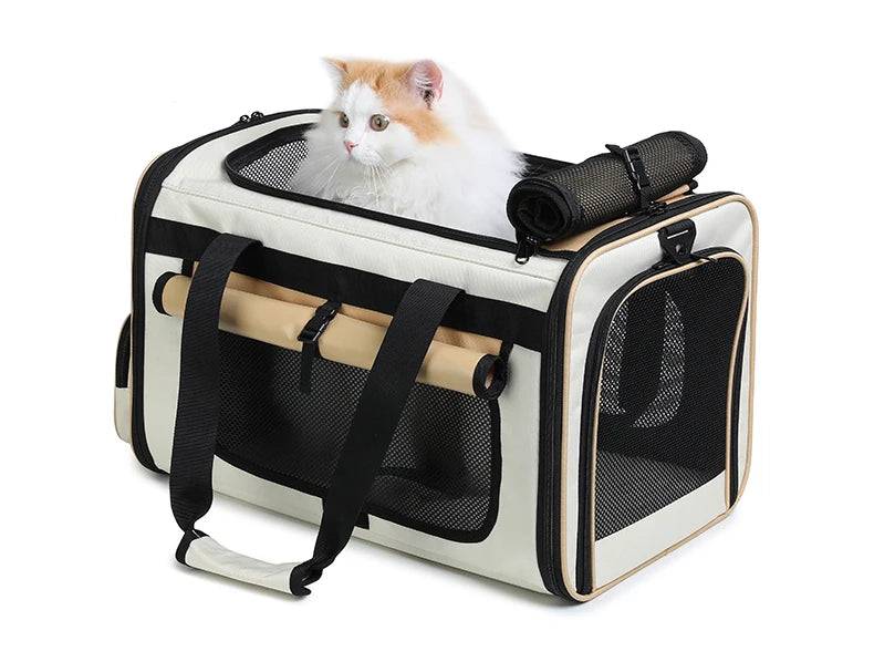 Airline Approved Collapsible Soft-Sided Pet Carrier — Travel Cat & Dog Carrying Case - Khaki