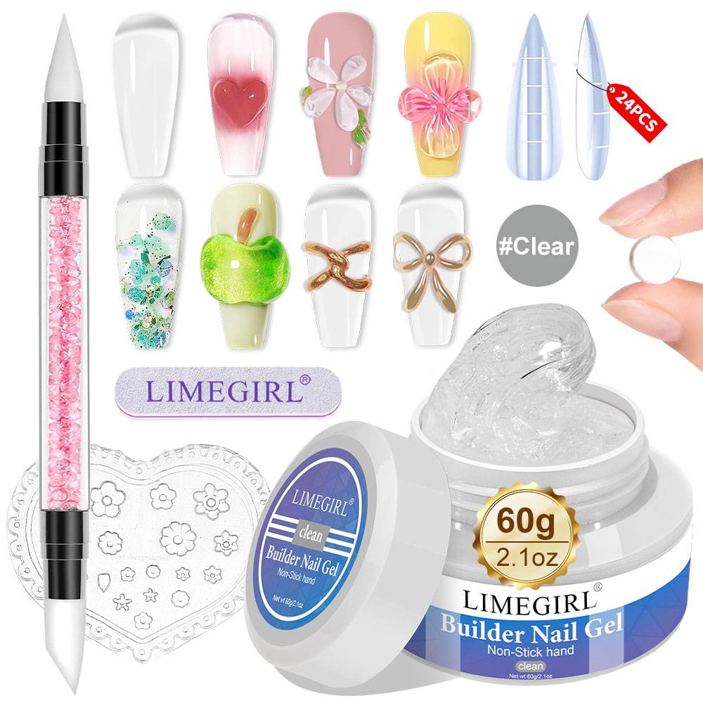 LIMEGIRL 60g Solid Nail Extension Gel Set UV Shaping Engraving Gel Quick Construction Gel Nail DIY Art Extension Gel Nail Kit