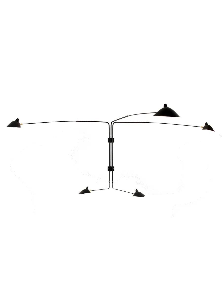 Big Wall Lamp w/5 Rotating Straight Arms af Serge Mouille - Jacobsen Plus