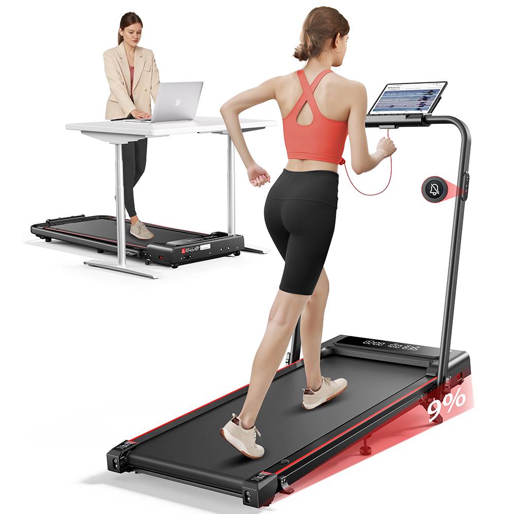 Toputure Electric Folding Treadmill for Home with Incline 12 km/h Smart App Control LED Display Walking Running Pad for Home Office