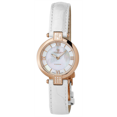 135RWW Christina Design London rosa forgyldt dameur med hvid læderrem