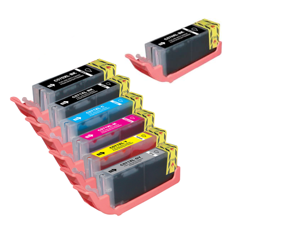 Sampack med Canon 2x PGI 570XL,1x CLI 571XL B/C/M/Y/GY. Kompatible blækpatronerne indeholder 115 ml.