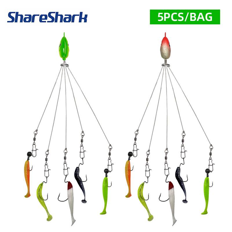 ShareShark 5pcs/bag Alabama Umbrella Fishing Rig Lure Fishing Lure Stainless Snap Swivel Spinner Sea Fishing Peche Tackle