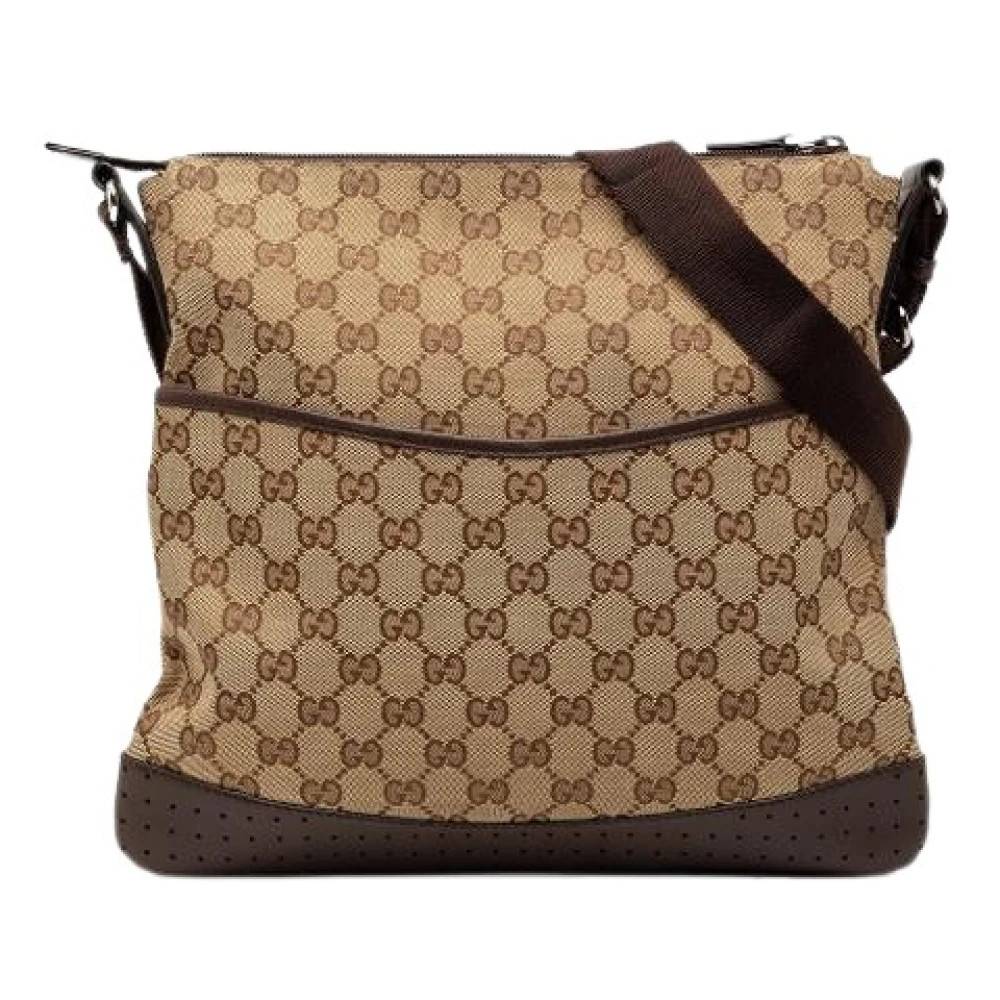 Gucci Vintage Pre-owned Canvas Crossbody Bag - Vintage - Dame - Beige - ONE SIZE - Læder