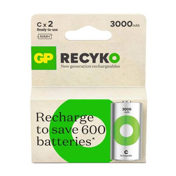 GP 3000 ReCyko Uppladdningsbart C | HR14 Ni-Mh batteri 2st