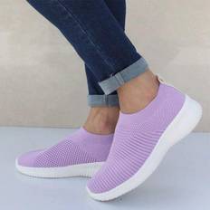 Sneakers Women Shoes Vulcanize Platform Shoes Flat Chunky Sneakers Sock Women's Sneakers Slip On Tennis Female Shoes Woman 43 violett