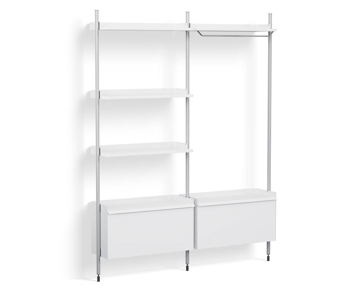 HAY Pier System - 1082 2 Column - White Steel - Clear Anodised
