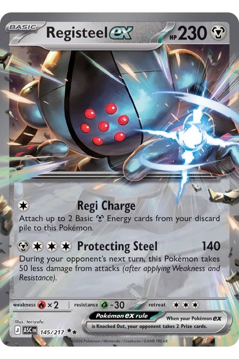 Pokémon Registeel ex 145/217 Ascended Heroes - Pokemon kort - EX kort - Pocket Monster.