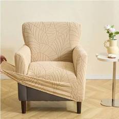 1PC Stretch Jacquard Armchair Cover Solid Color Club Chair Seat Slipcovers Home Decor Single Sofa Protector Cover For Living Room - Khaki - Single Seat