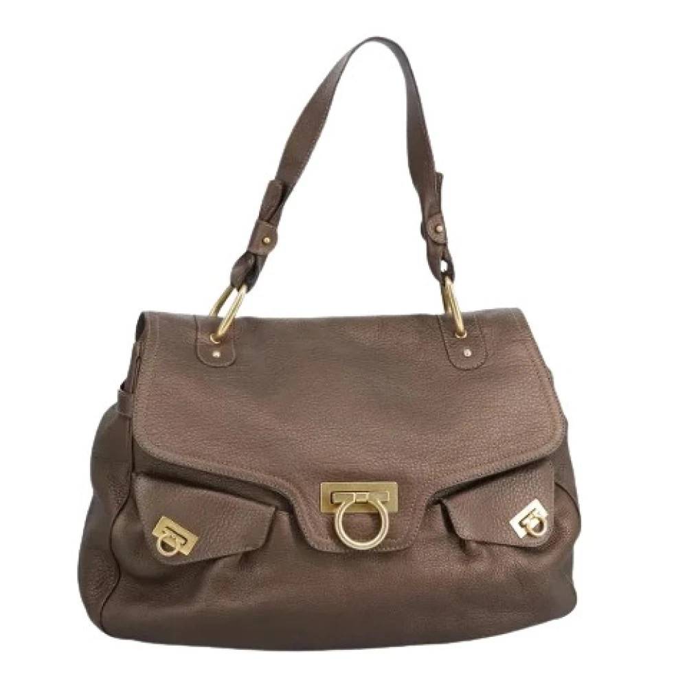 Salvatore Ferragamo Pre-owned Pre-owned Shoulder Bag - Vintage - Dame - Brun - ONE SIZE - Uld