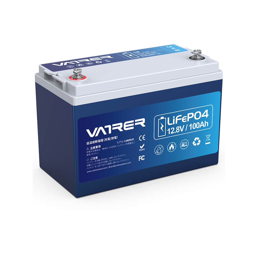 Vatrer 12V 100Ah LiFePO4 リチウム バッテリー 低温カットオフ & Bluetooth JP - 10 PACK($286.99/Each)