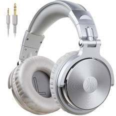OneOdio Over Ear Kopfhörer mit Kabel, 50mm Treiber, Bassklang, 6.35 & 3.5mm Klinke, Share-Port, Geschlossene DJ Headphones für Studio, Podcast, Monitor, Handy, PC, MP3/4 (Pro-10 Silber Grau)
