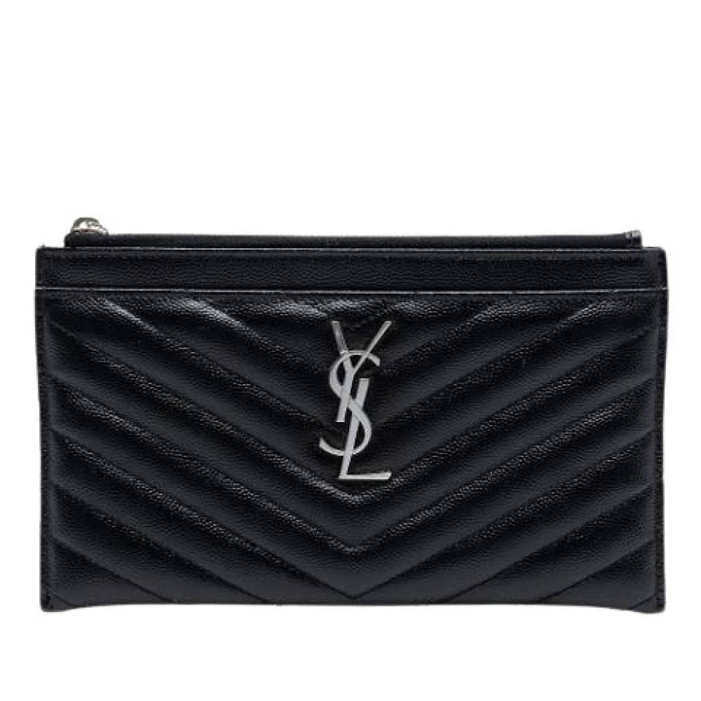 Yves Saint Laurent Vintage Pre-owned Quilted Leather Clutch - Vintage - Dame - Sort - ONE SIZE - Læder