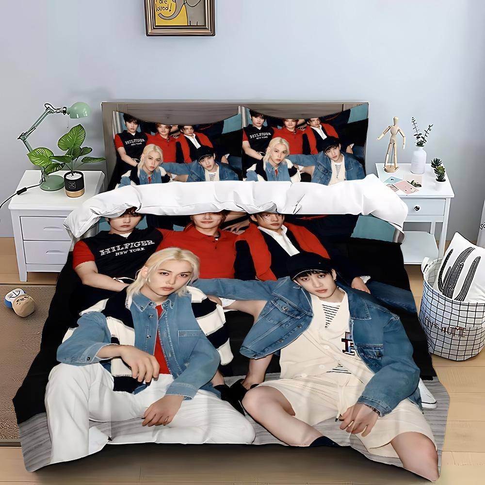 KPOP påslakan örngott S-Stray-K-Kids sängkläder set vuxen pojke flicka sovrumsdekoration barnpresent enkel dubbel stor storlek