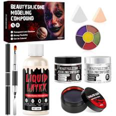 SHOPPGO SFX Makeup Scar Wax, flytande latex halloween, halloween sminkset, A+B Halloween ärr silikon, latexsmink för halloween sår för teaterföreställningar och rollspel, festivaler, 7 uppsättningar