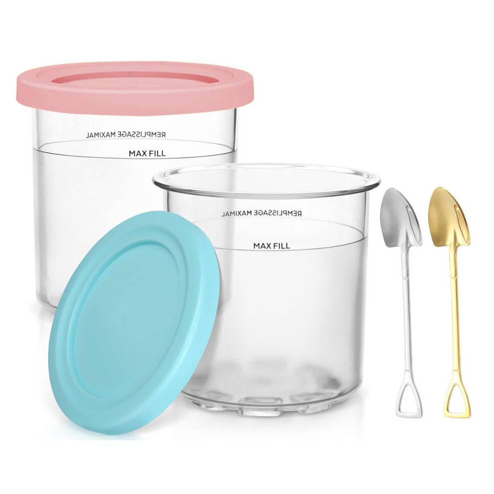 Opbevaring af frosne godbidder, 16oz BPA-fri genanvendelige beholdere med lufttæt forsegling, kompatibel med Ninja Creami NC290WMBF CN305A-serien,