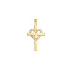 Diamond Embracing Cross Pendant Necklace in 9ct Gold - gold