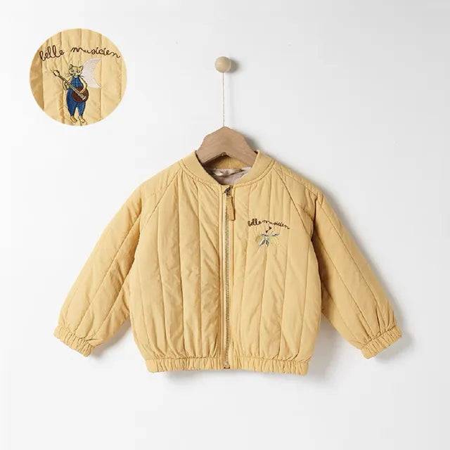 Mini Fashion™ - Vinterjacka i bomull med broderier Gul / Storlek 120 (5-6 år) | Pedagogiska Träleksaker