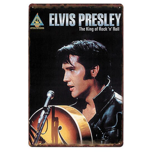 Retro Metalskilt - Elvis Presley King Of Rock'n Roll - Str. 20x30 cm.
