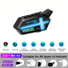 BT26 Motorcycle Helmet Bluetooth Headset 1000mAh Battery 50H Talk Time RGB Intercom 1 2-in-1 microphone