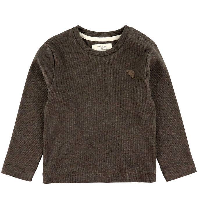 VACVAC Bluse - Carlet - Rib - Dark Brown Melange - VACVAC - 5-6 år (110-116) - Bluse