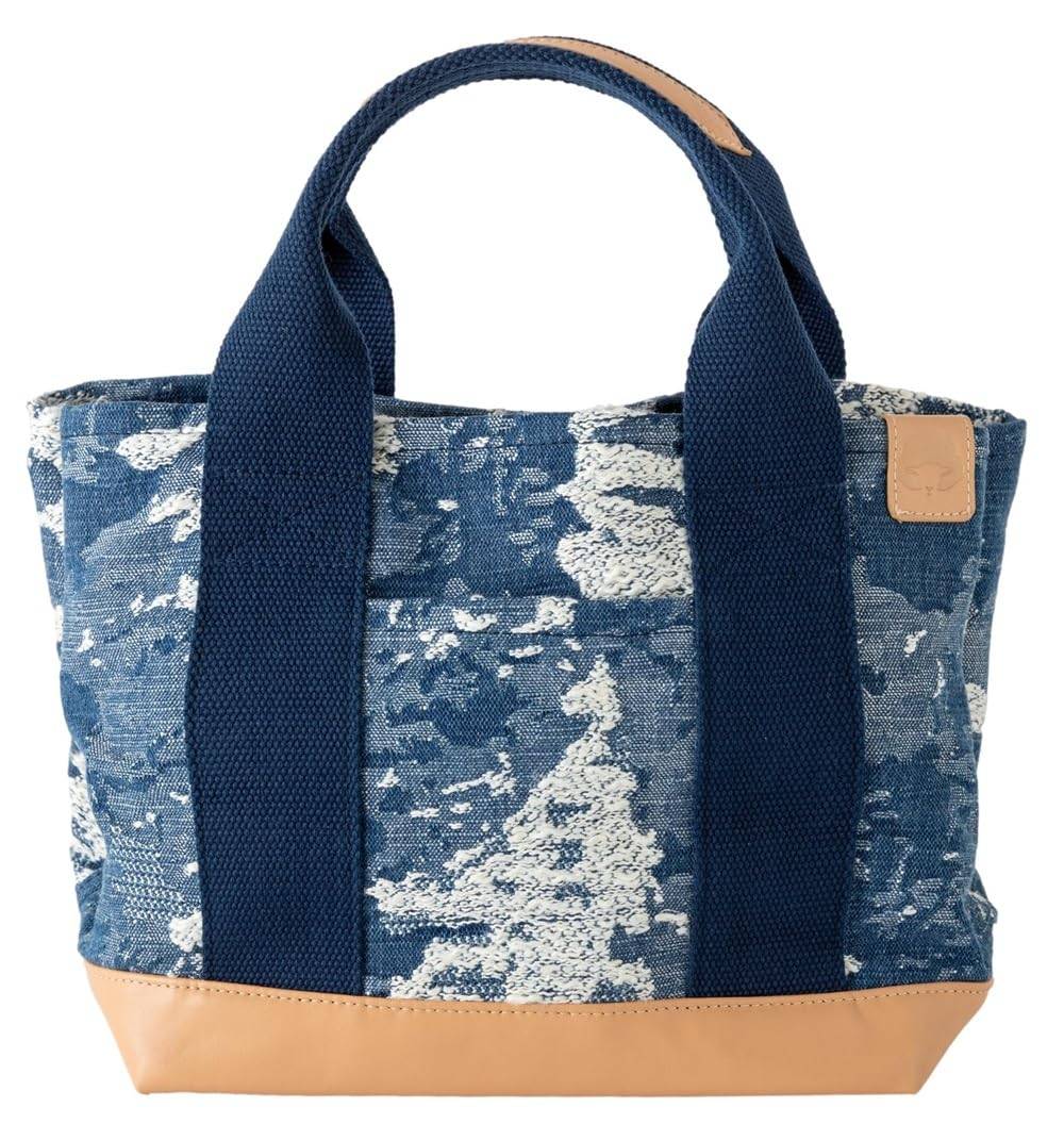Sleeping Cute Camouflage Denim Canvas Tote Bag with and Zipper Sheep Pockets, Dividers, (Navy (Small))