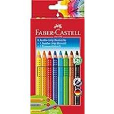 FABER-CASTELL 280921 - Jumbo Buntstifte Set Grip 8-teilig mit Bleistift und Namensfeldstift