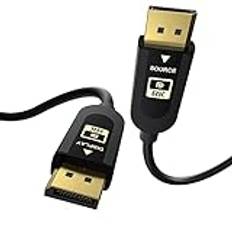 FIBBR-certifierad DisplayPort 2.1-kabel, DP2.1-kabel 40 Gbps videoportkabel stöder 16K @30Hz, 10K@30Hz, 8K@60Hz, 4K@165Hz, HDR, HDCP 2.2, 3D, ARC (50FT/15M)