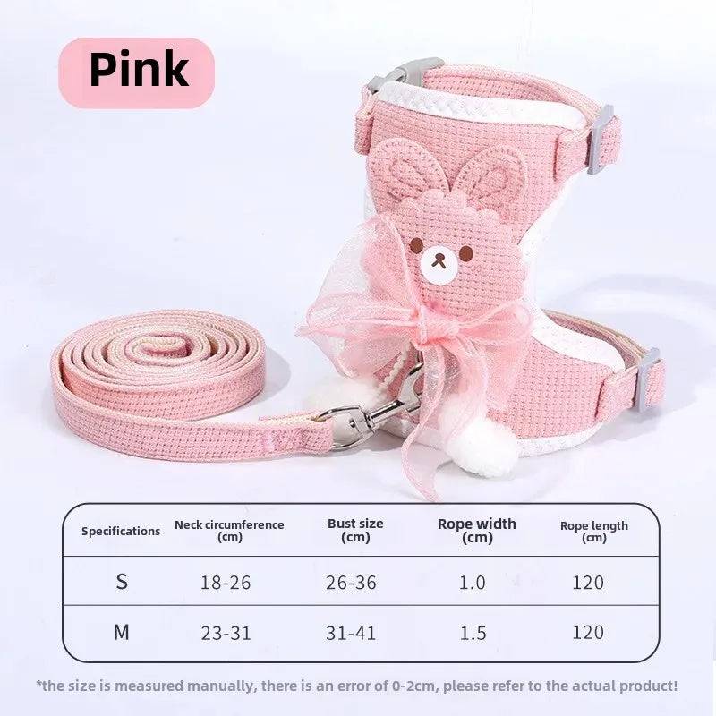 Undershirt Vest Harness & Leash for Small Dogs & Cats - Pink / S (S)